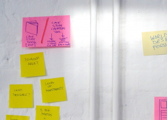 From an early strategy session. In the top left there you can see the idea of an annual case study book.