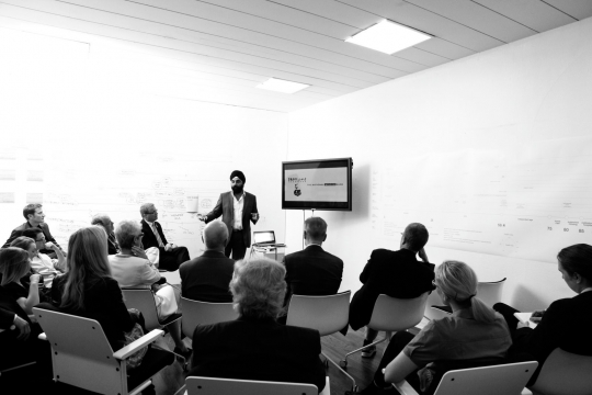 Indy Johar presents the HDL Studio on Ageing's findings. Photo: Ivo Corda
