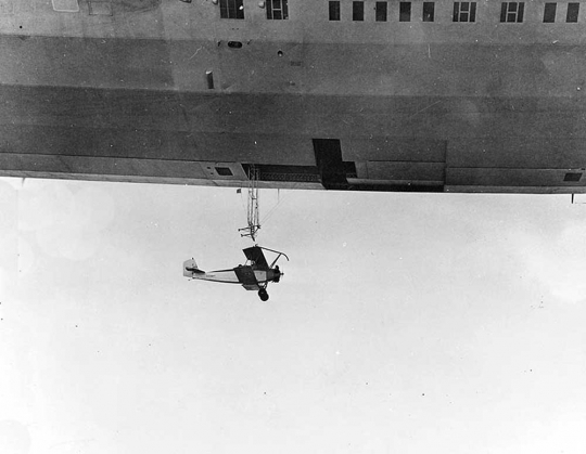 Training plane on USS Akron trapeze