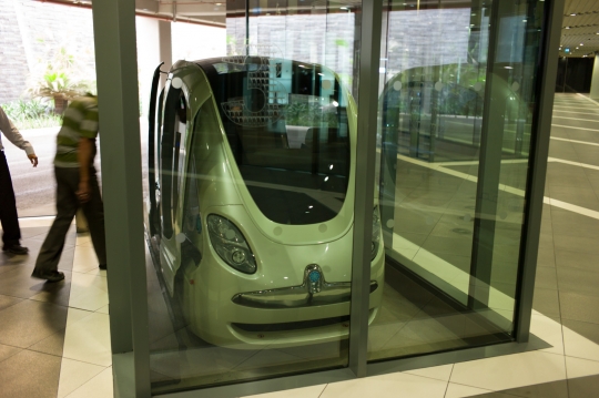 Driverless Personal Rapid Transport unit at Masdar City.